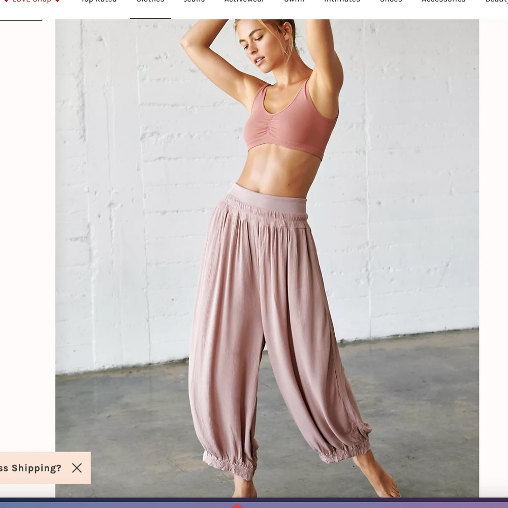 Free People, wide leg harem pants, dusty rose